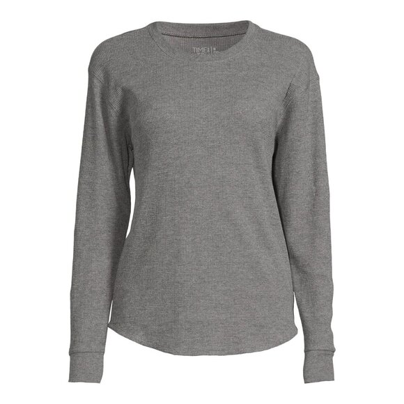 Time & Tru Womens Ladies Lot 2 Gray Long Sleeve Thermal T-Shirts Tops Sz M/8-10 - Picture 7 of 7